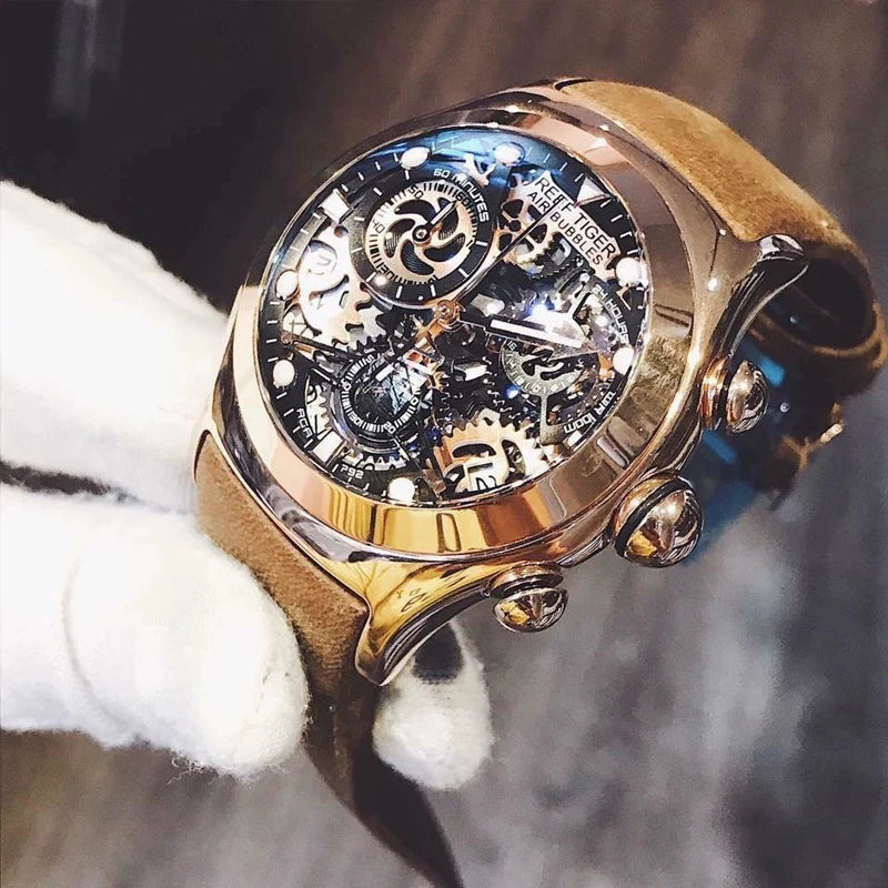 Relógio Reef Tiger RT RGA792 - Cronógrafo Skeleton Premium Masculino