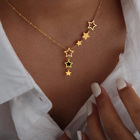 Colar Estrela Celestial | Aço Inoxidável Banhado a Ouro 18k