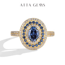 Anel Solitário Moissanita Azul 1.0CT