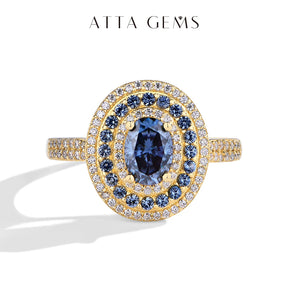 Anel Solitário Moissanita Azul 1.0CT