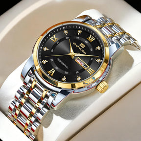 Relógio Masculino Luxo Dourado Azul Strass - VA VA VOOM