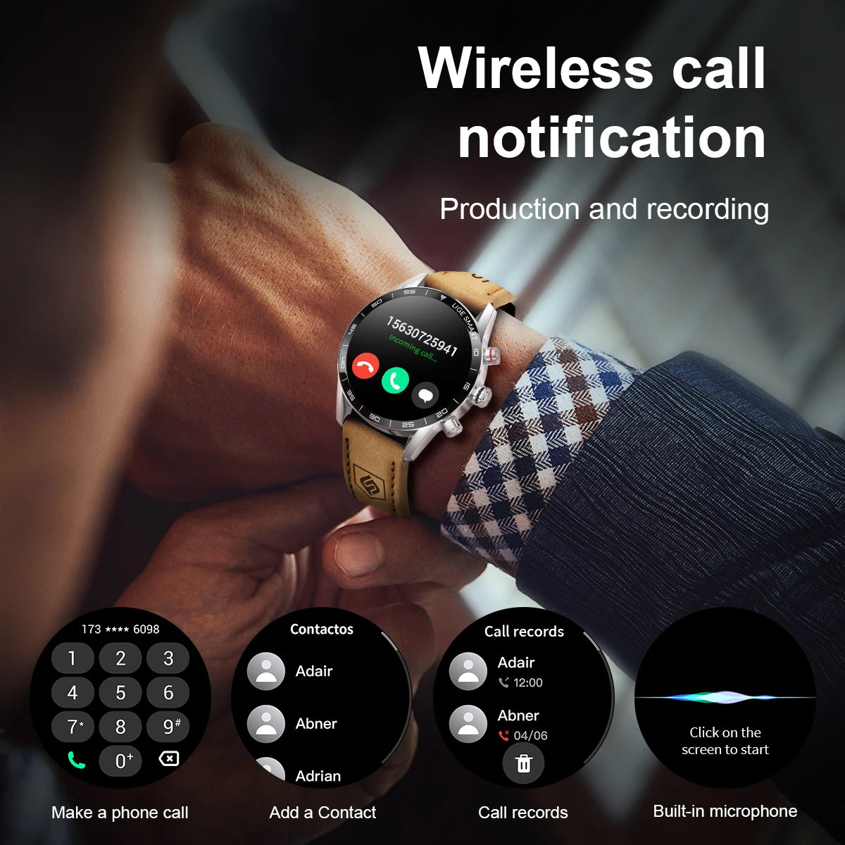 Smartwatch Militar LIGE GPS AMOLED Bluetooth À Prova D'água