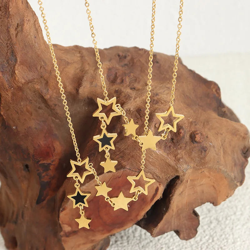 Colar Estrela Celestial | Aço Inoxidável Banhado a Ouro 18k