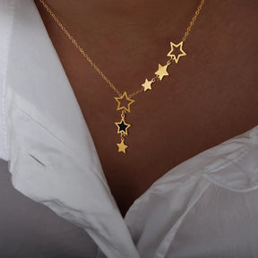 Colar Estrela Celestial | Aço Inoxidável Banhado a Ouro 18k