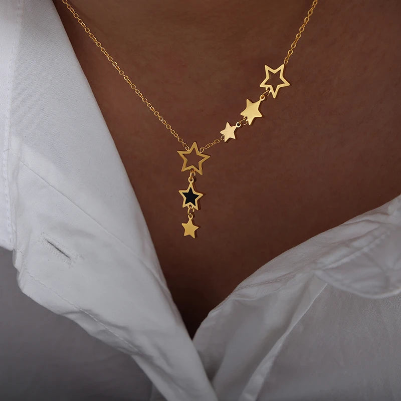 Colar Estrela Celestial | Aço Inoxidável Banhado a Ouro 18k
