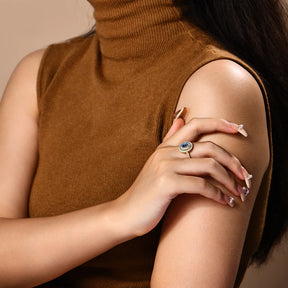 Anel Solitário Moissanita Azul 1.0CT