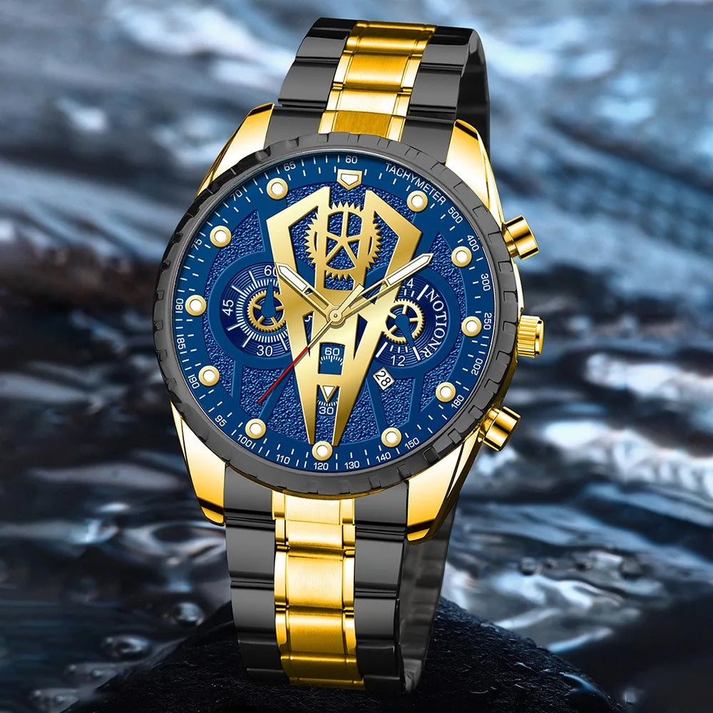Relógio NOTIONR Executivo - Mostrador Azul-Dourado Premium