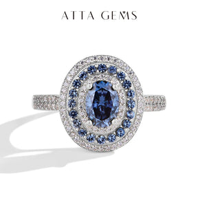 Anel Solitário Moissanita Azul 1.0CT