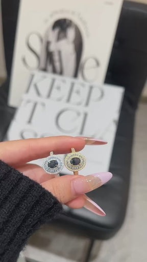 Anel Solitário Moissanita Azul 1.0CT